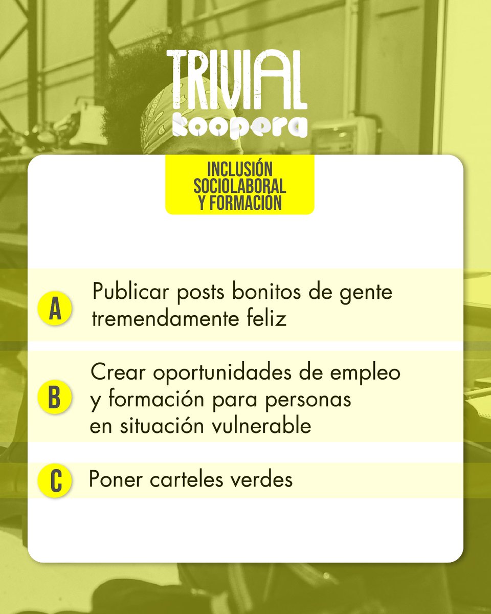 RedKoopera's tweet image. Viernes de quesilete rojo 🟥 en nuestro TRIVIAL KOOPERA

 Dime que sabes la respuesta!

#impactosocial #modasostenible #segundamano