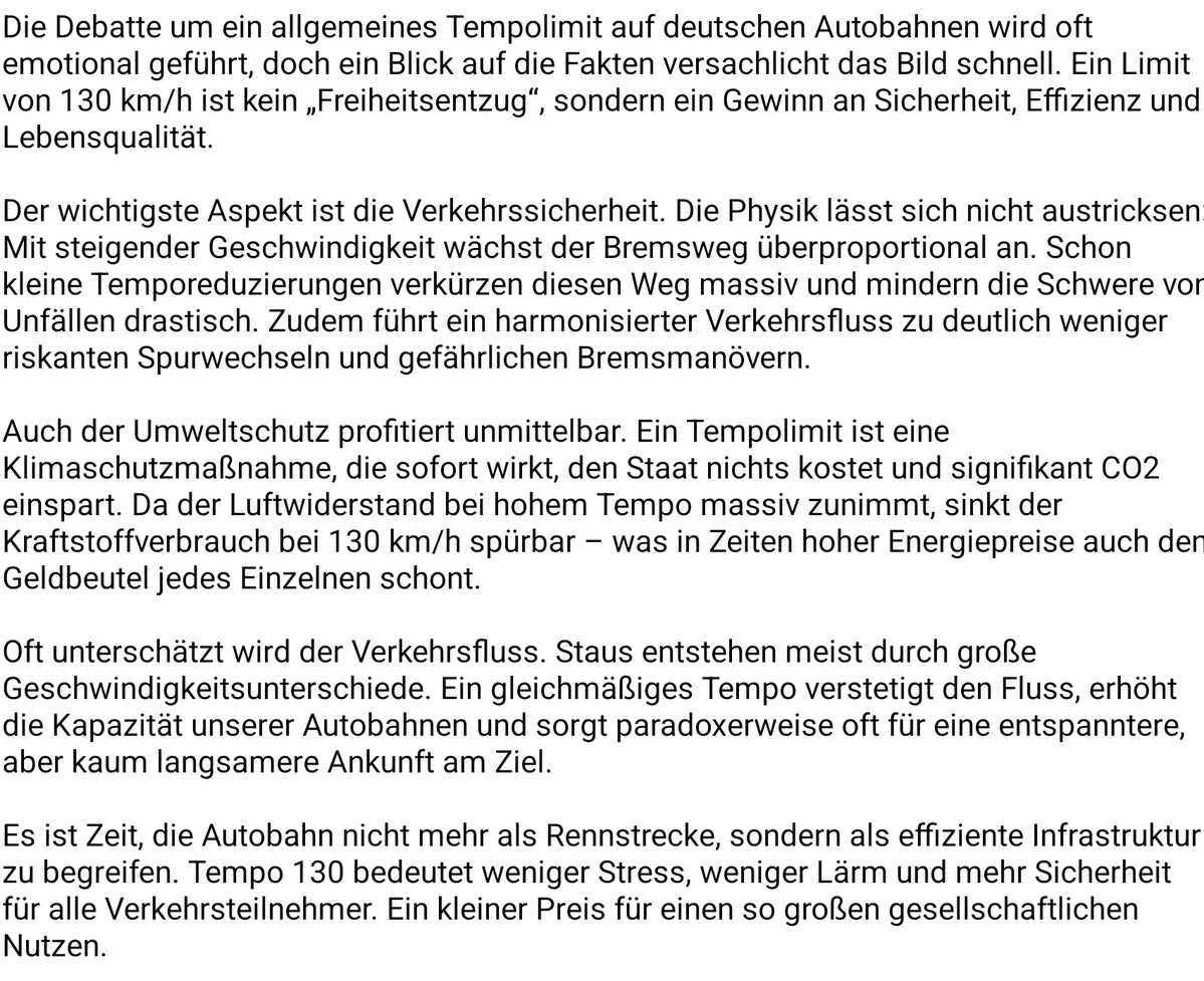 Weniger ist mehr – Warum Tempo 130 eine Chance für uns alle ist