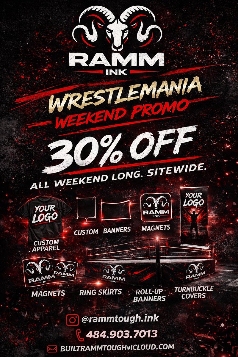 RAMMTough's tweet image. All weekend long! #WrestleMania #CustomApparel #DigitalPrinting #Wrestling #Merch