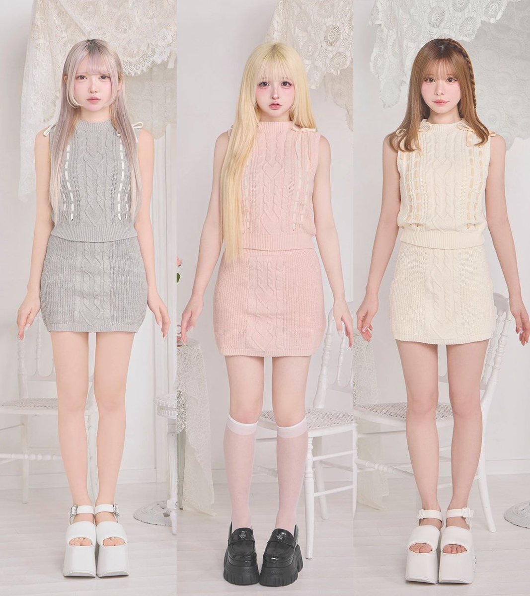 マカロンニット♥️ 𝐏𝐈𝐂𝐊 𝐔𝐏】 おとなガーリーに仕上げるリボンたっぷり映えセトア