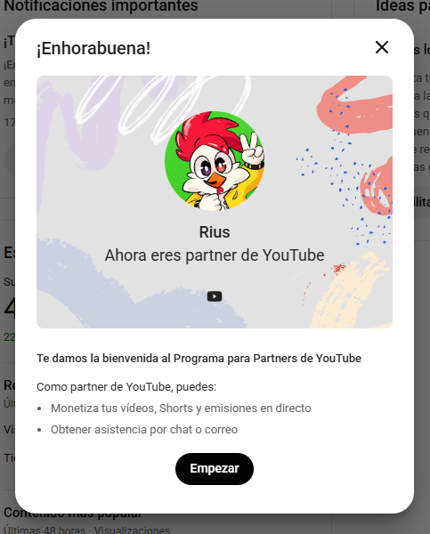 RiusPlay's tweet photo. Ya tengo el canal MONETIZADO y todo esto es GRACIAS A VOSOTROS! https://t.co/MVrd8ttNCf