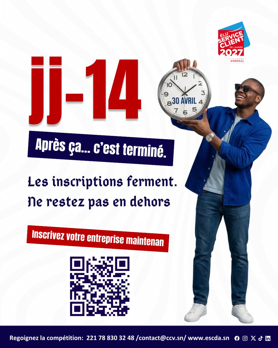 ESCDA_SN's tweet photo. J-14. Après ça… c’est terminé.

Ne restez pas spectateur.
Positionnez-vous.
Clôture : 30 avril
🌐 https://t.co/LsikQ7qs9y

#ESCDA #Sénégal https://t.co/n1oE7GTWSa