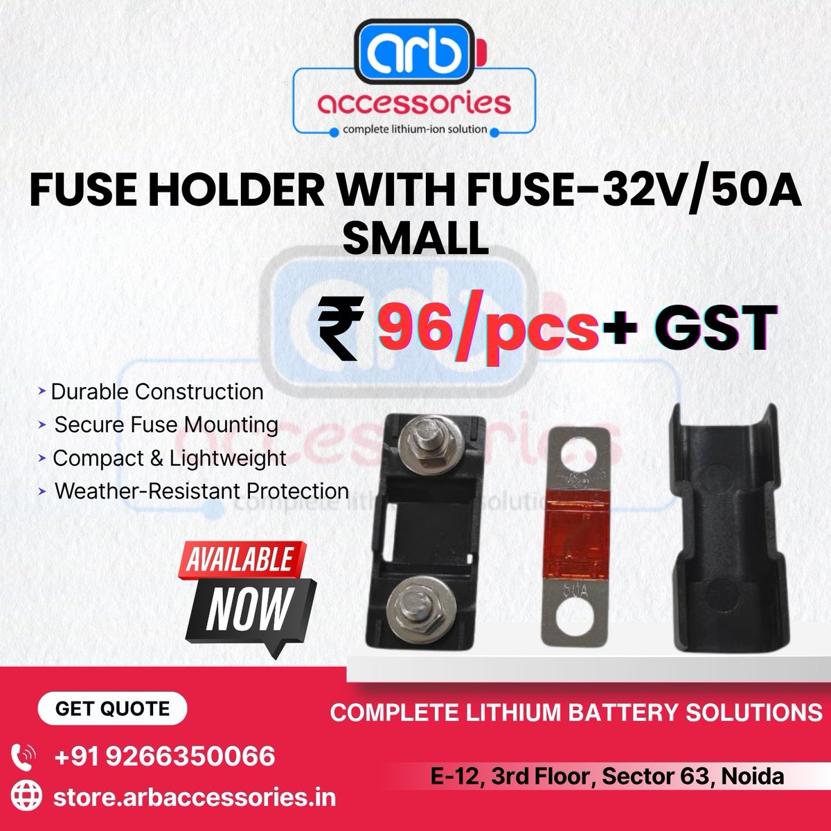 arb_ltd's tweet image. 🔌 Fuse Holders – Safe &amp;amp; Reliable Circuit Protection

🔹 Fuse Holder with Fuse – 32V / 50A (Small)

🔹 Fuse Holder with Wire

🛒 Available at ARB Accessories
🌐 store.arbaccessories.in/category/fuse

#ARBAccessories #FuseHolder #ElectricalSafety #BatteryProtection #EVBattery 🔌⚡🔋