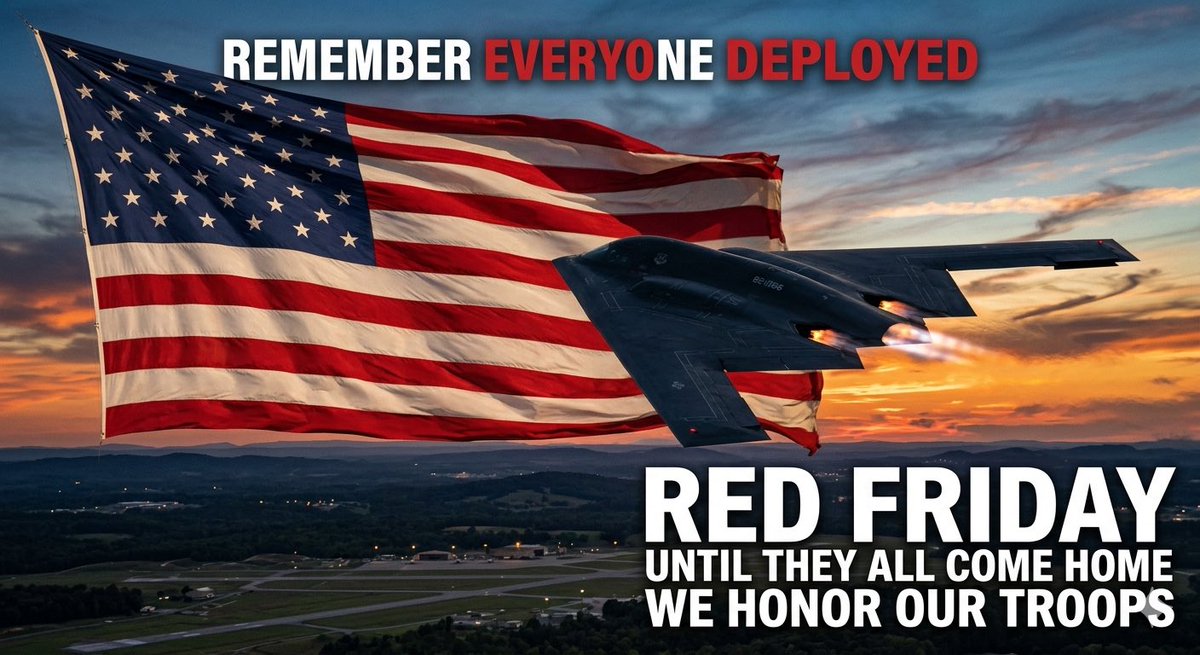 Cali_Hillbilly's tweet image. RED Friday 🇺🇸  
Remember Everyone Deployed.  

While we enjoy the freedoms of home, brave men and women stand watch around the world. Honor their sacrifice—wear red, stay grateful, and never forget those in harm’s way. #REDFriday #SupportOurTroops