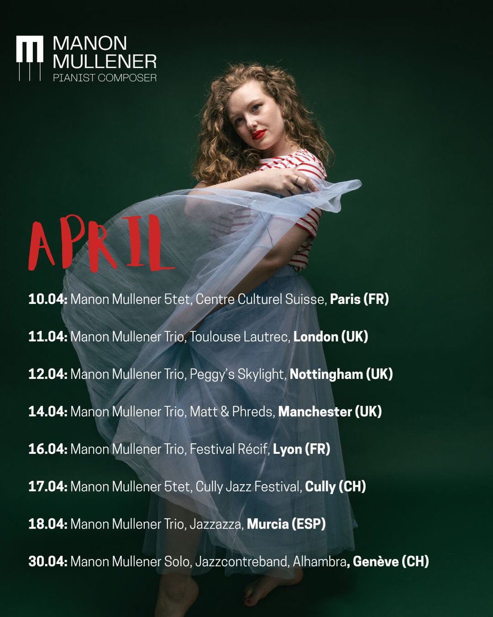📷 Este sábado en Jazzazza: Manon Mullener 📷
Dentro de su gira internacional, que la llevará por escenarios de Reino Unido, Francia y Suiza, Manon Mullener hará una única parada en España… y será en Jazzazza.

📷 Sábado
📷 22:00h
📷 Reserva tu mesa y no te quedes fuera.