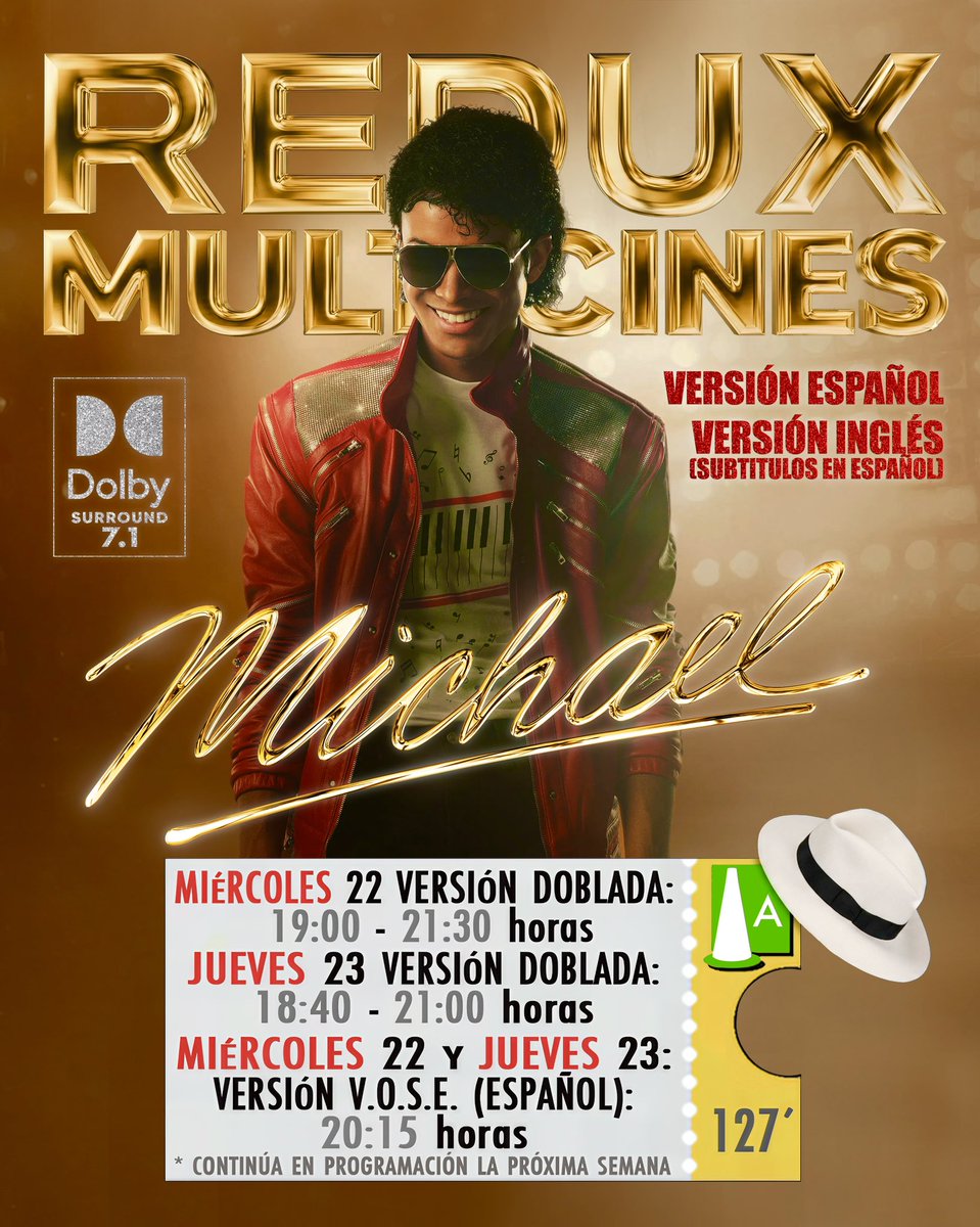 Programación REDUX a partir del Viernes 17 de abril:
La Familia Benetón + 2
Super Mario Bros Galaxy: La Película
Torrente Presidente
Boulevard 💕
Proyecto Salvación 🚀🌍🪨
Ella Solo Come Carne ⚠️🩸

Miércoles 22 abril: MICHAEL 👑💎🎤