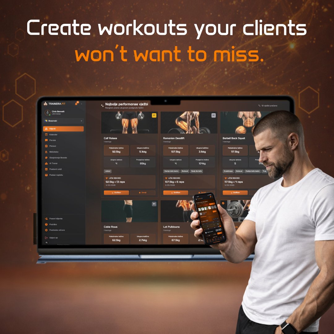 trainerafit's tweet image. Workouts your clients actually look forward to. 💪
Trainera.fit — training plans, progress tracking, calendar, messaging, and AI Coach. All in one place.
Less admin. More coaching.
🔗 Sign up free — link in bio.
#Trainerafit #PersonalTrainer #FitTech