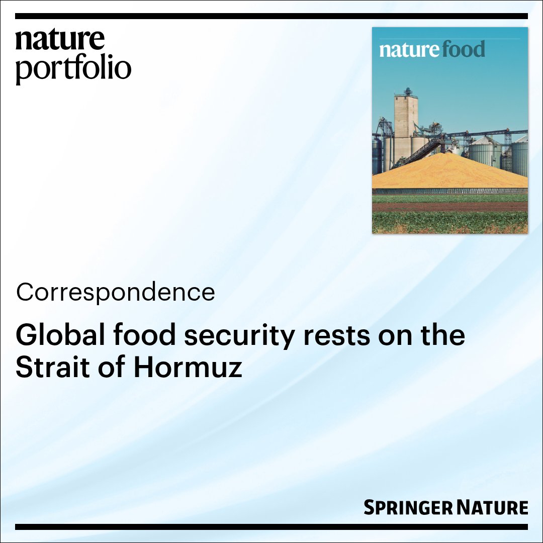 MR_Farzanegan's tweet photo. 🚨New in Nature Food (@NatureFoodJnl): 
We show that nitrogen fertilizer supply chains are a critical vulnerability in global food system, with Strait of Hormuz as a key chokepoint.
👉https://t.co/N6izj4amyp

@Omiddadd @HIAS_Hamburg @IIASAVienna 
#Iran #Persian_Gulf #strait_of_hormuz