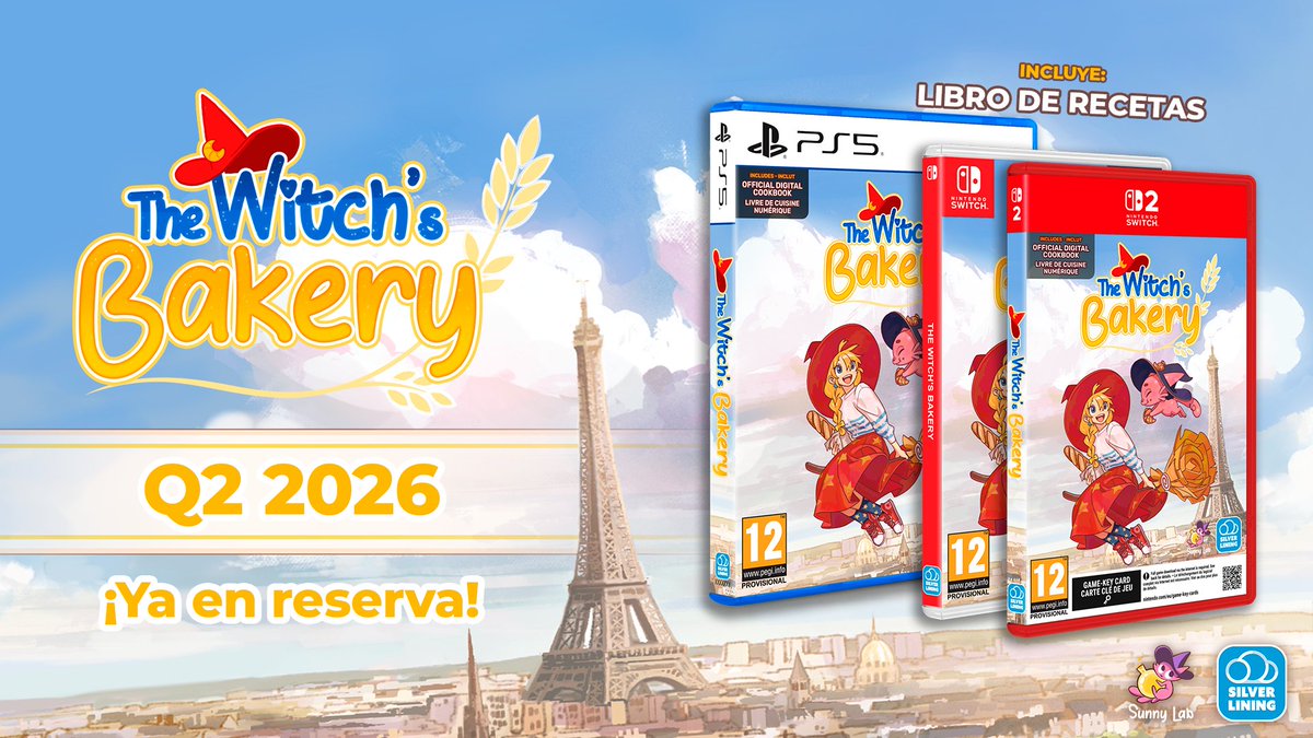 TesuraGames's tweet image. ¡Abriremos nuestra propia panadería en el centro de París con la edición física de #TheWitchsBakery 🥐 para #PS5, #NSW y #NSW2!

¡@SunnyLabGames nos trae este acogedor juego de rol y aventuras con un poder especial!

¡Ya en reserva!

@silverliningint