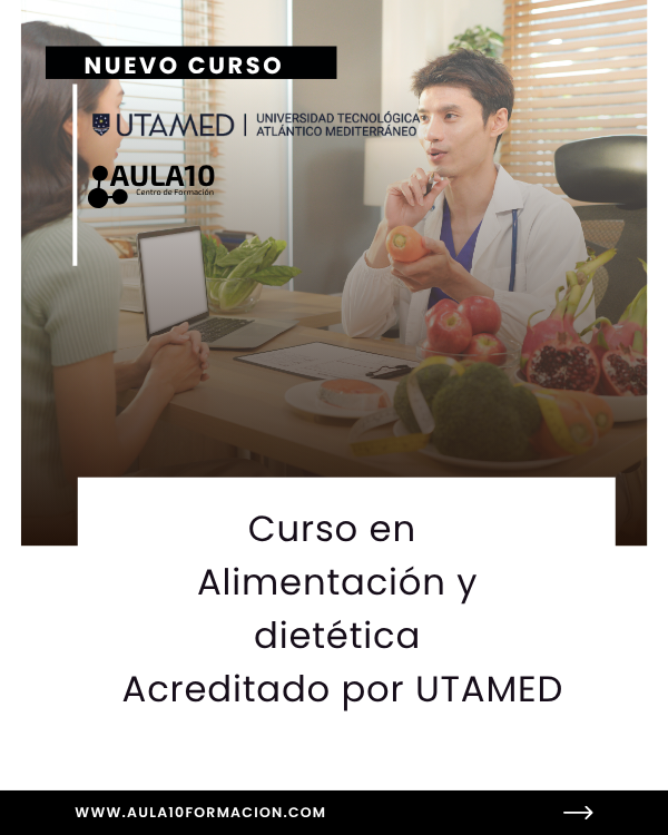aula10's tweet photo. 🥗 Nuevo Curso en Alimentación y Dietética acreditado por @UTAMED_UNI 
Aprende a diseñar dietas equilibradas y mejorar hábitos alimentarios.
Una formación práctica, online y con aplicación real en tu día a día.
#Aula10 #Nutrición #CursosOnline #FormaciónOnline #Salud #Bienestar https://t.co/mOWGEkPwbC