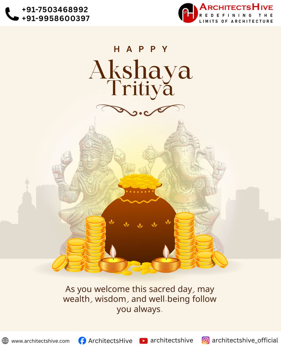 ArchitectsHive5's tweet image. 🌐 architectshive.com
📞 +91 75034 68992 | +91 99586 00397
✉️ contact@architectshive.com

✨ Celebrating Akshaya Tritiya – A Day of Prosperity &amp;amp; New Beginnings ✨

#AkshayaTritiya #HappyAkshayaTritiya #Architect #ArchitectureDesign #Architecture #ArchitectureFirm