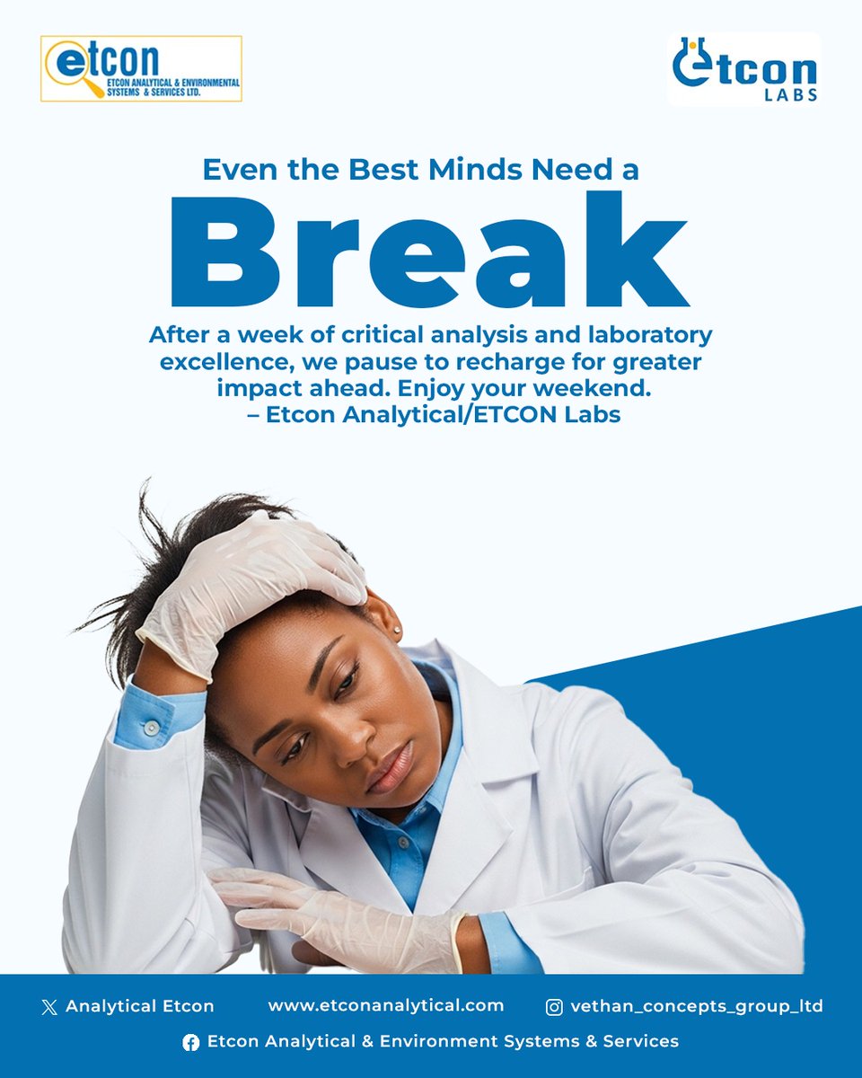 Even the best minds need a break 
After a week of precision, analysis, and results , it’s time to recharge.
We’ll be back, sharper than ever.

#LaboratoryLife #AnalyticalExcellence #STEM #TGIF #ResearchLife