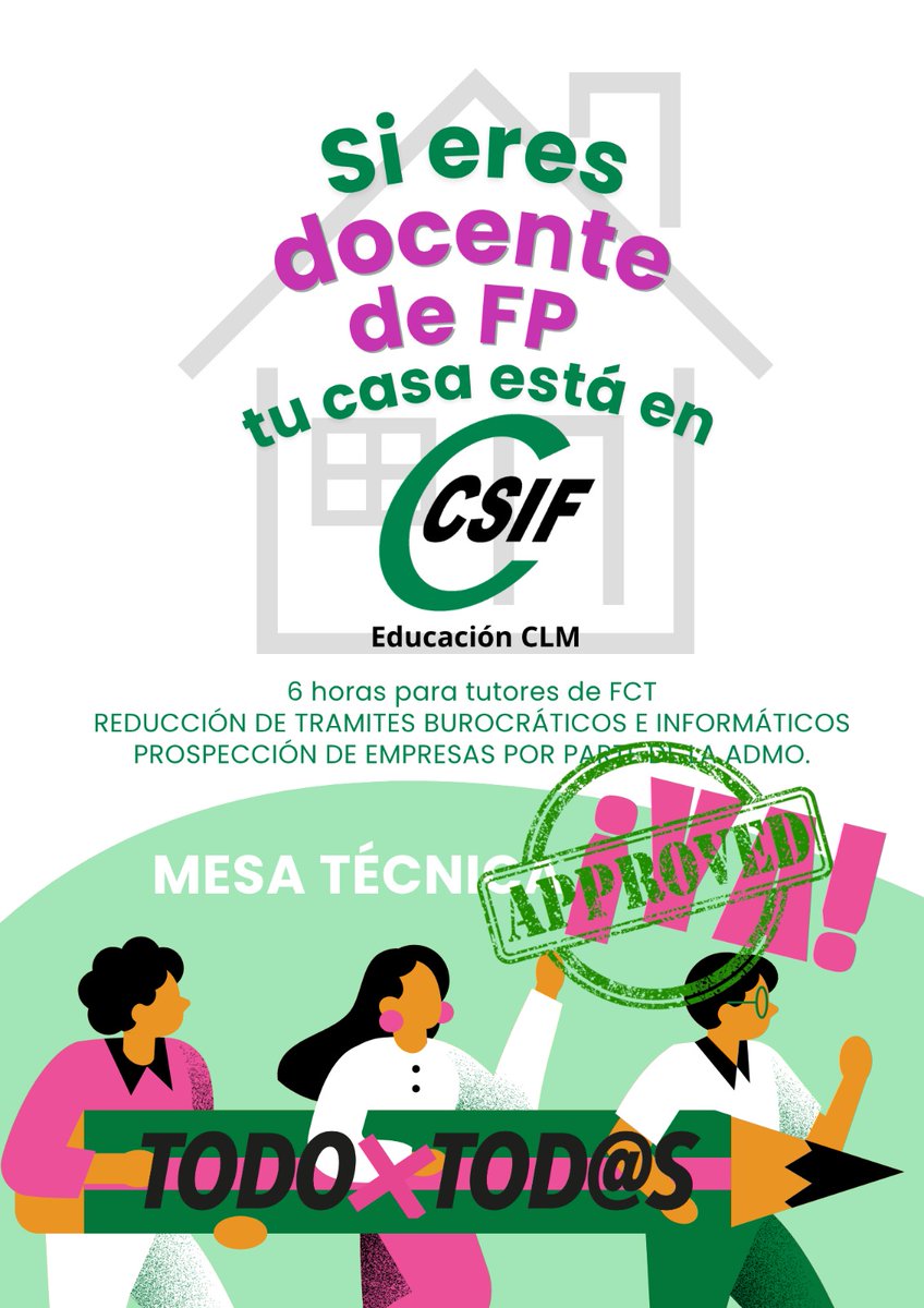 🙋🙋🏽‍♂️🙋🏽‍♀️ Docentes de FP🪛🖥️✂️🔩💉🫕📷🚜.
📣 ¡CONSEGUIDO POR CSIF! MESA TÉCNICA DE FP 28 DE ABRIL 
💚Si quieres enviar aportaciones: ense74.web@csif.es
👉 Te dejamos toda la info aquí:
csif.es/es/articulo/ca…
🏠 *Si eres docente de FP tu casa está en CSIF*