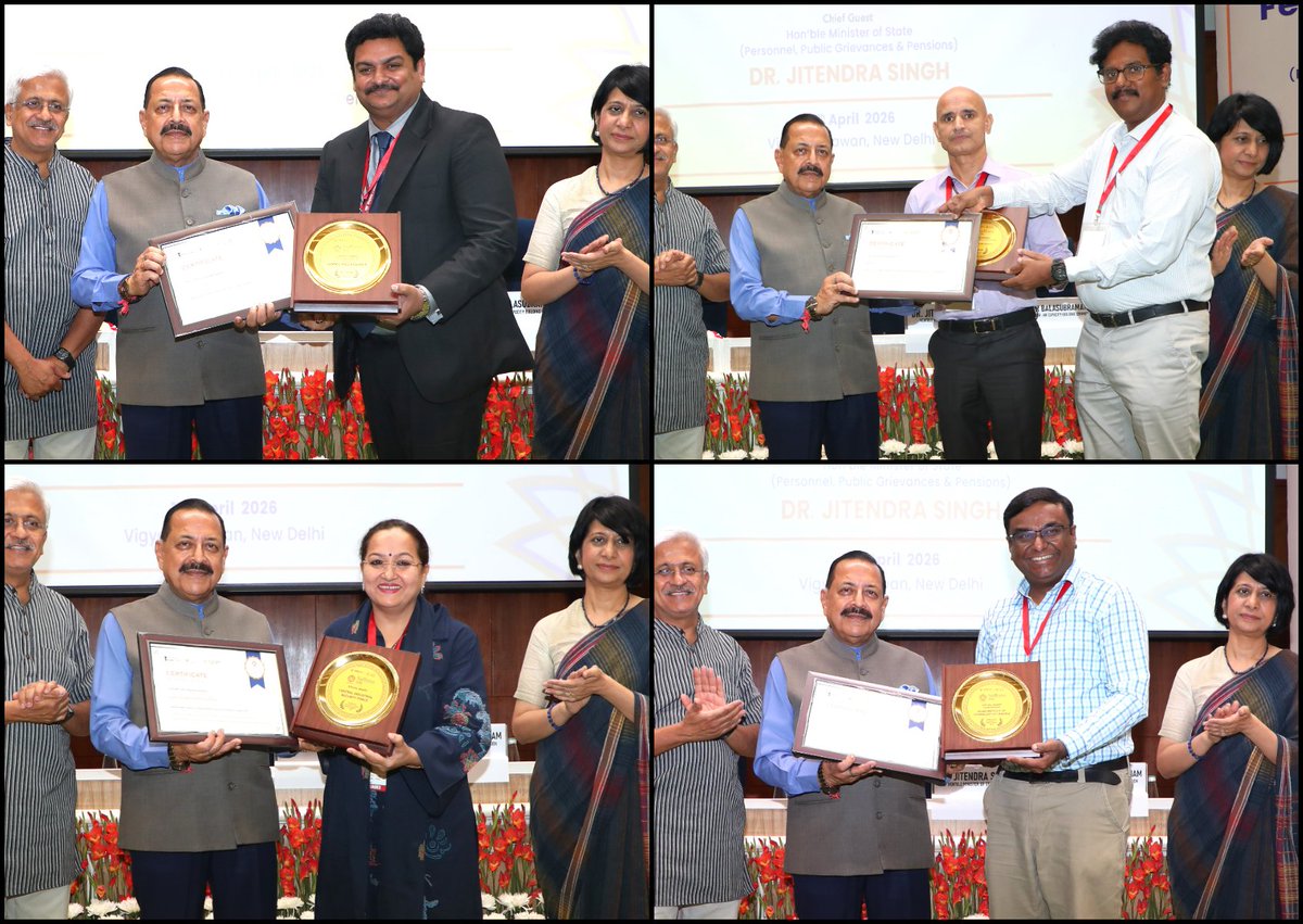 DrJitendraSingh's tweet image. Presented awards and certificates to the top performing Ministries, States, UTs and government departments / agencies at “SADHANA Saptah” felicitation ceremony, organised by the Capacity Building Commission, #CBC at Vigyan Bhawan, #NewDelhi. 

The award recognises the dedication