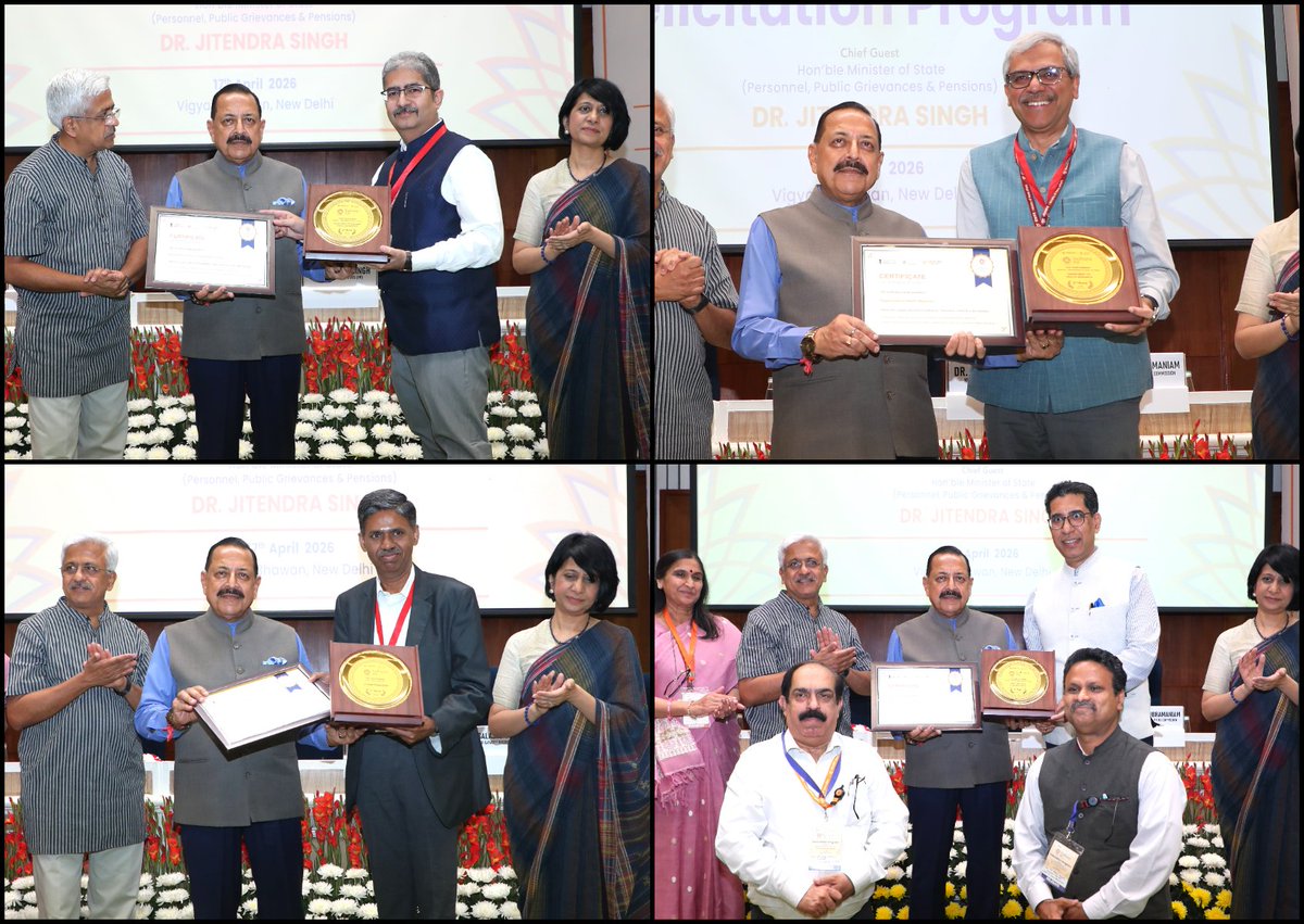 DrJitendraSingh's tweet image. Presented awards and certificates to the top performing Ministries, States, UTs and government departments / agencies at “SADHANA Saptah” felicitation ceremony, organised by the Capacity Building Commission, #CBC at Vigyan Bhawan, #NewDelhi. 

The award recognises the dedication