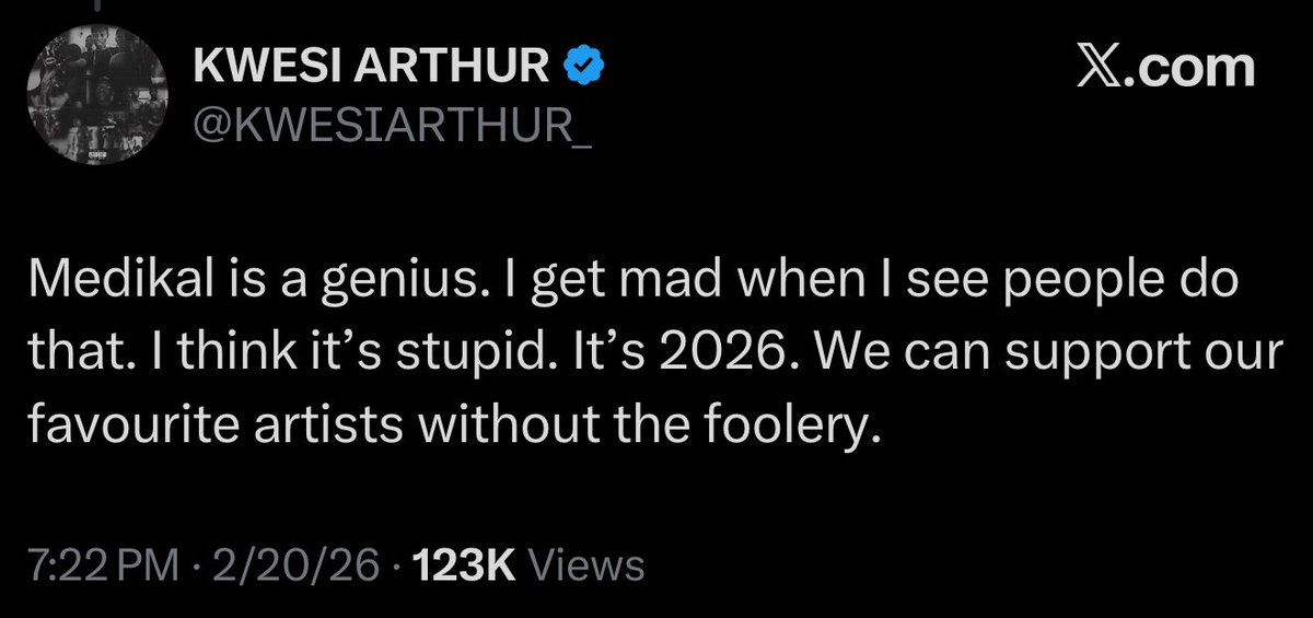 akokc_davido's tweet image. kwesi arthur can’t advise his fans to stop the fooling in big 2026
i understand mmom cause for someone who’s finished and has no hit song in 3 years how can they take his advice