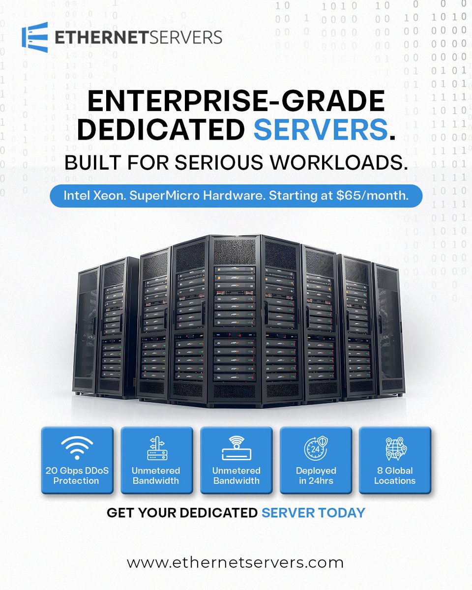 EthernetServers's tweet image. Shared hosting is costing you more than you think.

Slow performance. Limited resources. Zero control.

Switch to a dedicated server - no sharing, no compromises. Full power, better uptime, built-in DDoS protection.

#DedicatedServer #WebHosting #CloudHosting