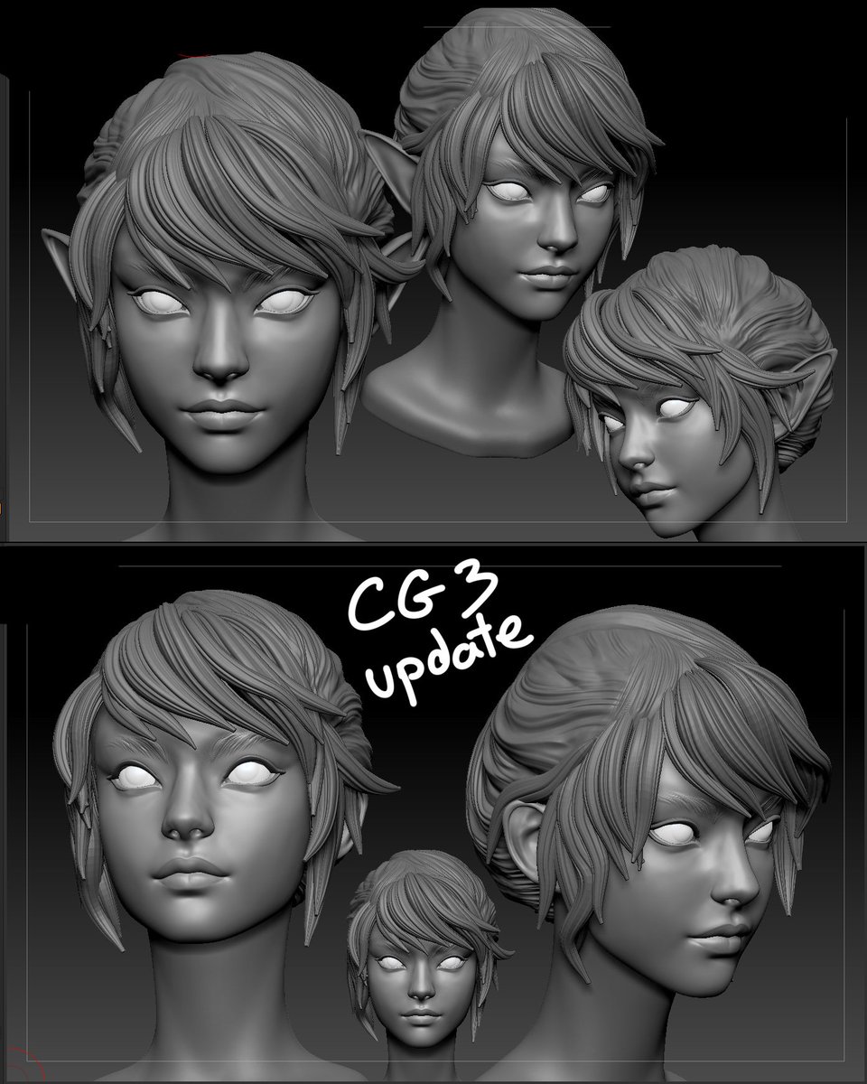 WHanshin's tweet photo. CG3 head update
This one has been bothering me for a while now. It's time for an update to keep her style along with the rest of the collection. This time, I try to go for the fierce look. Her side ponytail would still be there.

#mythiclegions
#ファンタジーフィギュアで遊ぼう https://t.co/X0VaS68Qd8