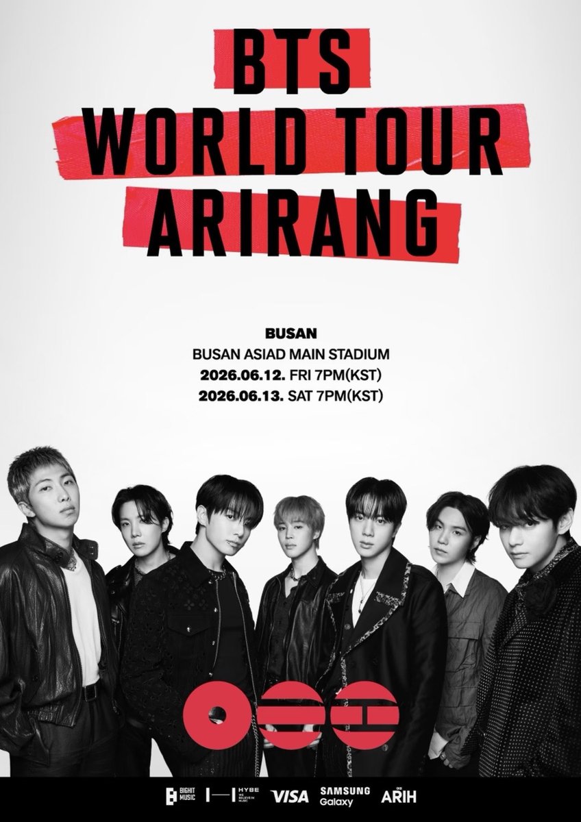 BTS WORLD TOUR [ARIRANG] IN BUSAN 6月12日（金）19：00 6月13日（土