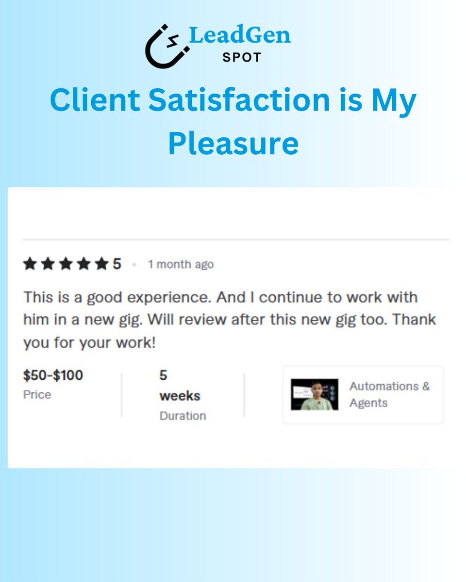aiautomationexp's tweet image. 🌟 Client Satisfaction is My Pleasure

Every automation &amp;amp; project is done to make my clients happy and successful.

💬 Comment if you agree!

#ClientSatisfaction #HappyClients #NoCode #AIAutomation