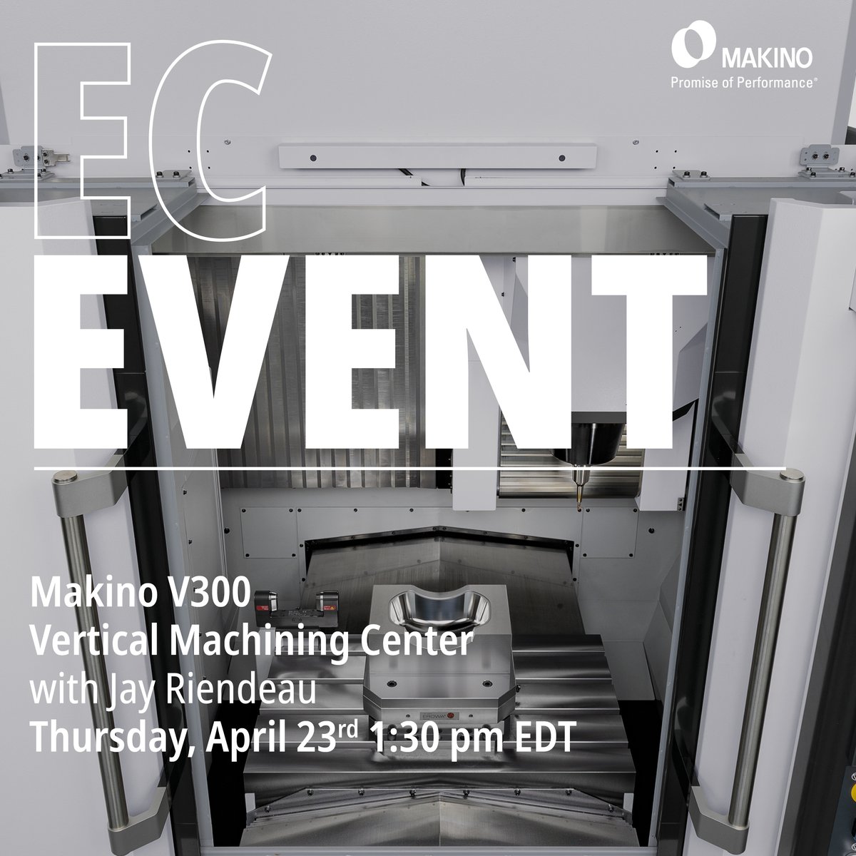 MakinoMachine's tweet image. Experience Center Event: “Introducing the V300”
Thursday at 1:30 PM ET
Register for an exclusive look at the highly versatile, automation-ready Makino V300 Vertical Machining Center's speed and precision: sm.makino.com/l/1038193/2026…

 #SurfaceFinish #Productivity #CNC #Manufacturing