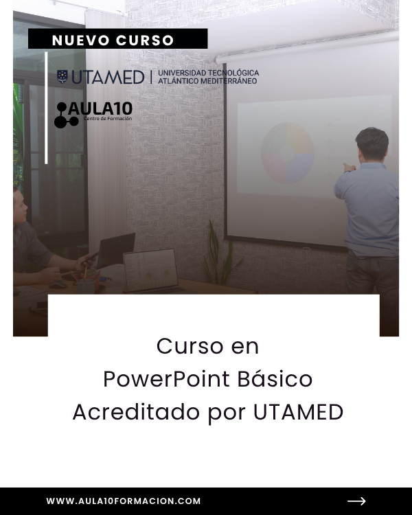aula10's tweet photo. 📊 Nuevo Curso en PowerPoint Básico acreditado @UTAMED_UNI 

Aprende a crear presentaciones claras, visuales y profesionales desde cero.

🔗 Más información:
 https://t.co/w1LKJAtihZ
#Aula10 #PowerPoint #CursosOnline #FormaciónOnline #Ofimática #Empleo https://t.co/clM0ESM8aT