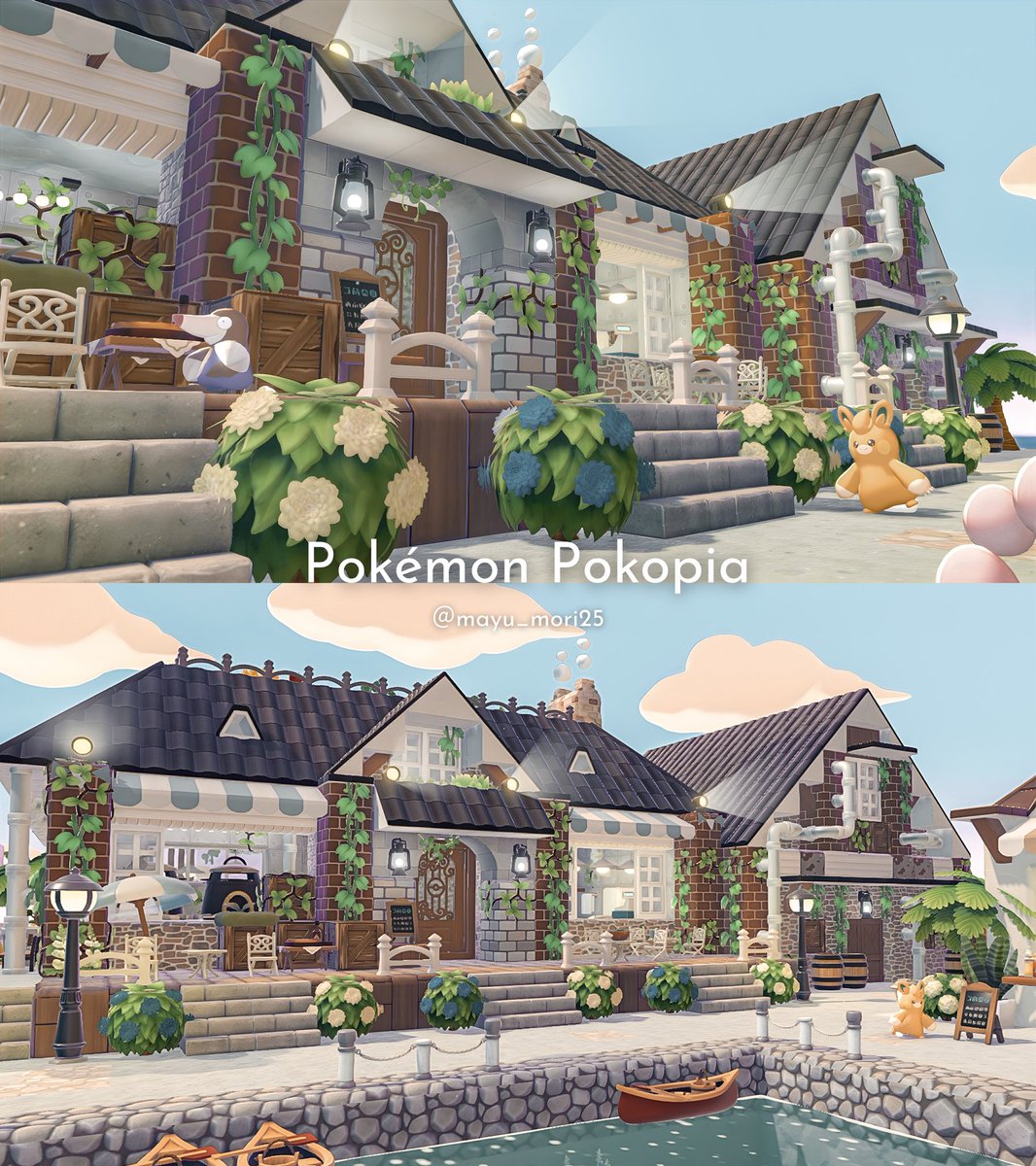 ダイニングバー🍽️🫜
素材•料理も作れる便利な1軒つくりました✊🏻
作り方はコチラ▼
 youtu.be/vYQbutn0K_U

#ぽこあポケモン #ぽこポケ
#pokopia