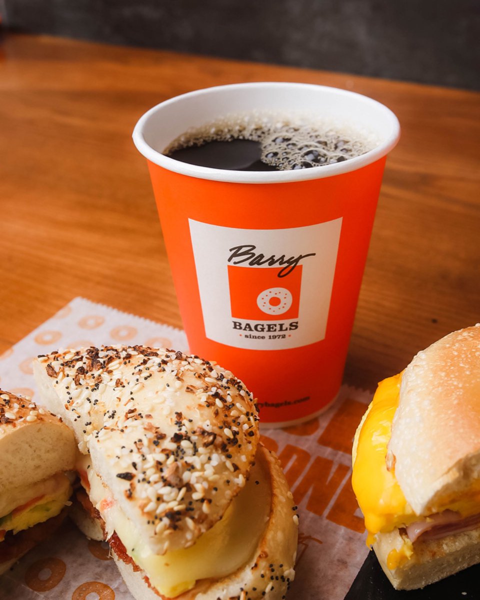 Fresh bagels + hot coffee = the perfect start 🥯☕️🧡