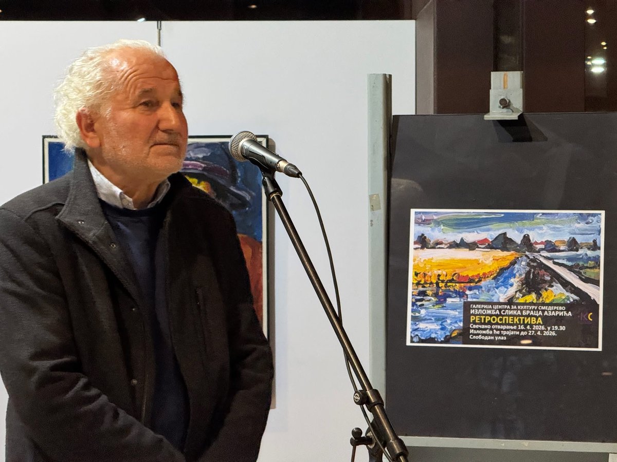 Изложба слика аутора Браца Азарића под називом „Ретроспектива” отворена је у четвртак, 16. априла. 

Посетиоци ће поставку моћи да погледају до 27. априла 2026. године. 

Улаз је слободан.