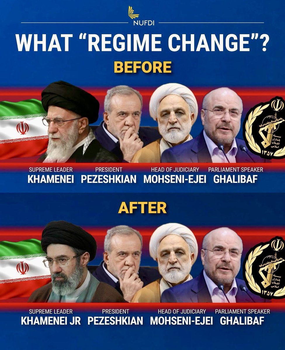 This is not a REGIME CHANGE, same shitty people are ruling.

The Islamic Republic of Iran is still oppressing and executing people every bloody day!
The Internet is also shut down.
#KingRezaPahlavi‌ForIran 
#DigitalBlackOutIran‌