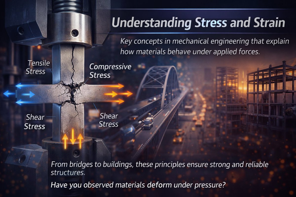 zayn12211's tweet image. Stress &amp;amp; Strain ⚙️
How materials handle force!
#MechanicalEngineering #STEM