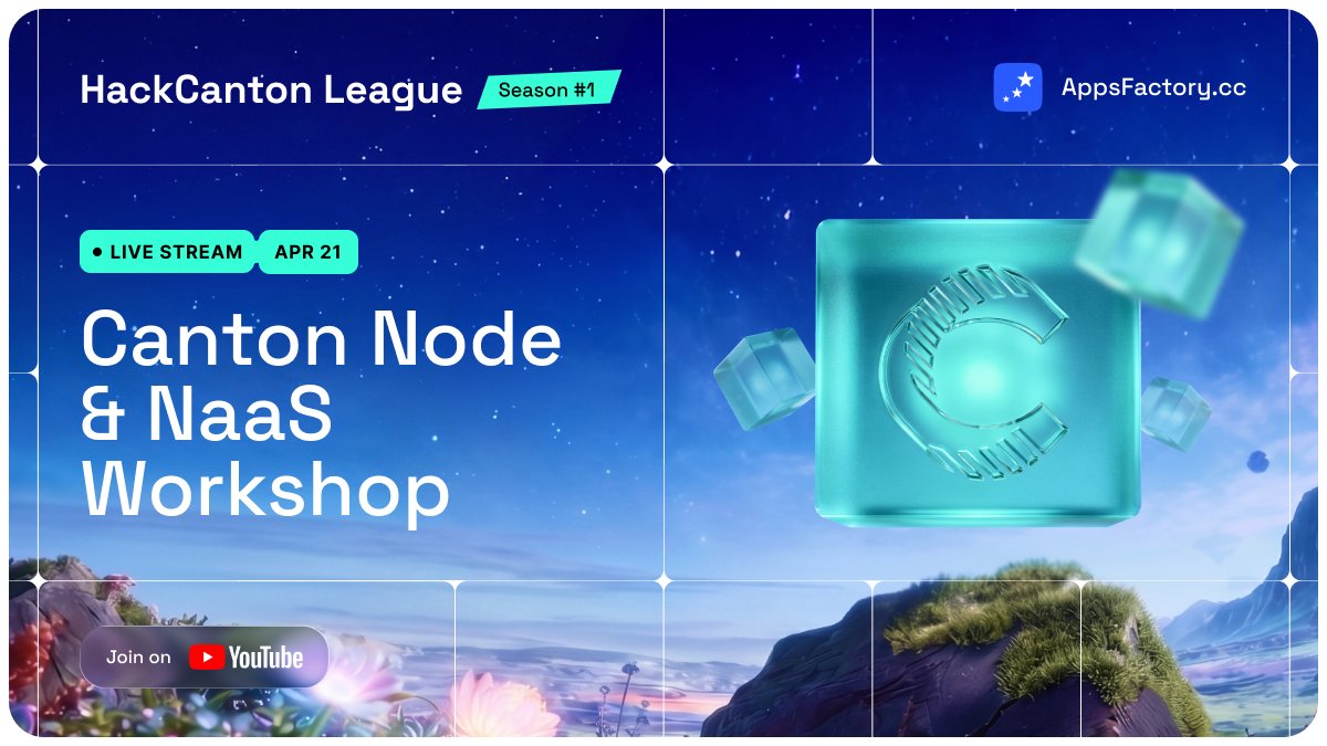 appsfactory_cc's tweet image. 🖥 Next week — Canton Node + NaaS Workshop!

Our #DevOps engineer will show you how to spin up a #Canton node step by step — and explain how Node-as-a-Service #NaaS works so your project can focus on building, not infra.

🗓 April 21 · Live stream
🔗 Link — Soon

#HackCanton