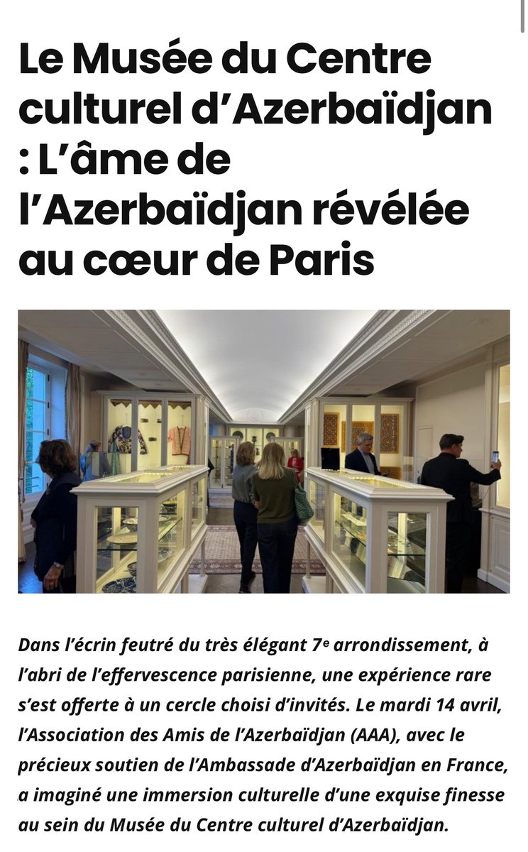 AmisAzerbaidjan's tweet photo. Éclats d’#Azerbaïdjan dans la lumière parisienne
Visite du musée du centre culturel d’Azerbaïdjan à #Paris ⤵️
https://t.co/0dPXq2bbEd https://t.co/0XC2Bmz1jQ