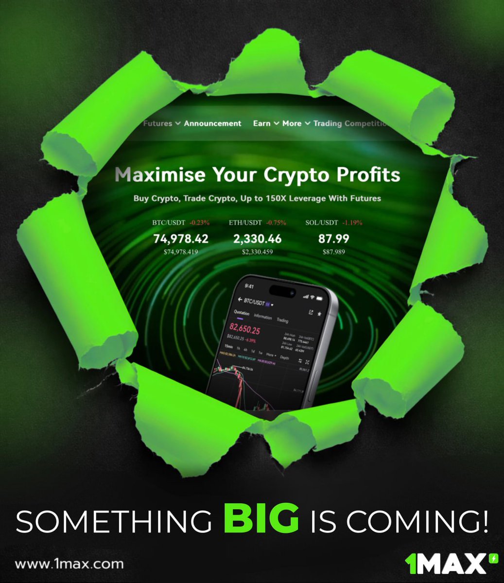 1MAX_GLOBAL's tweet photo. 🚀 SOMETHING BIG IS COMING.

New look. New colours. New experience.

More giveaways. More airdrops. 

Coming this Monday. https://t.co/K3bBwsaVdz