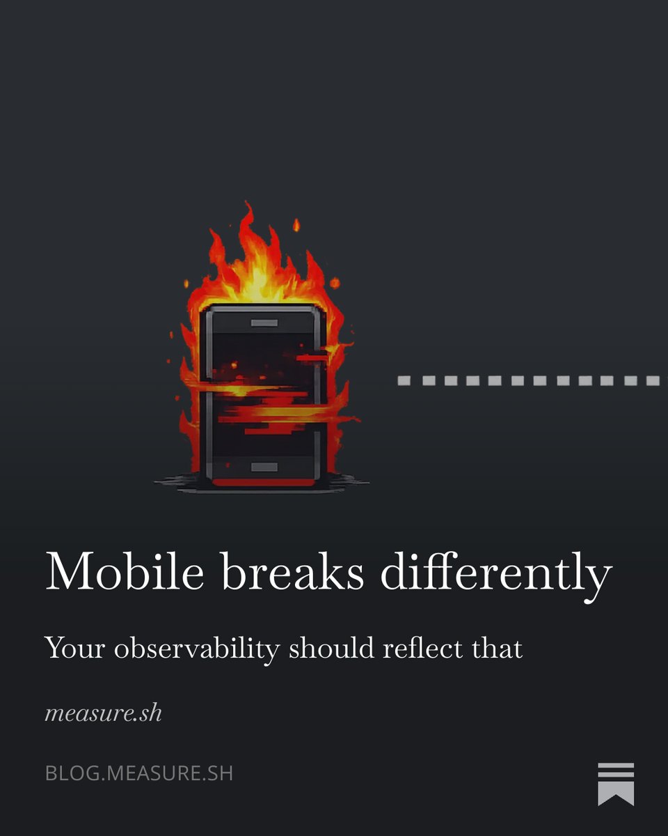 anupcowkur's tweet image. A few thoughts on what makes mobile observability different from backend and why your tools need to be aware of that: blog.measure.sh/p/mobile-break… 

#androiddev #iosdev #flutterdev #reactnative #rn #swift #kotlin