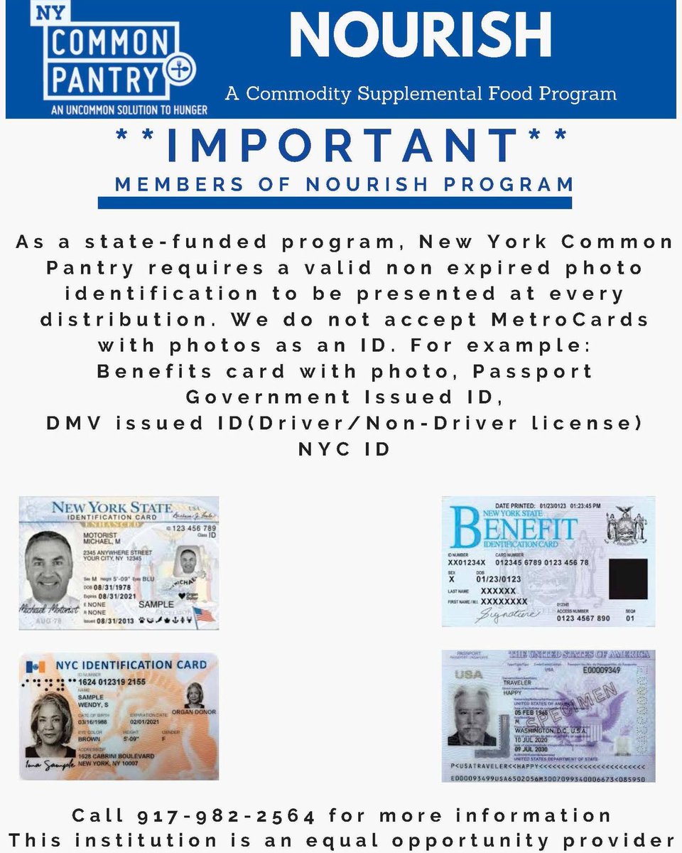 UCHC_Bronx's tweet image. Members of the UCHC &amp;amp; #NYCommonPantry #NOURISH program, please join us for the pantry distribution!

For more info on UCHC ☎️718-220-2020. For more info on the New York Common Pantry ☎️ 917-982-2562. **Please bring a valid non-expired photo ID