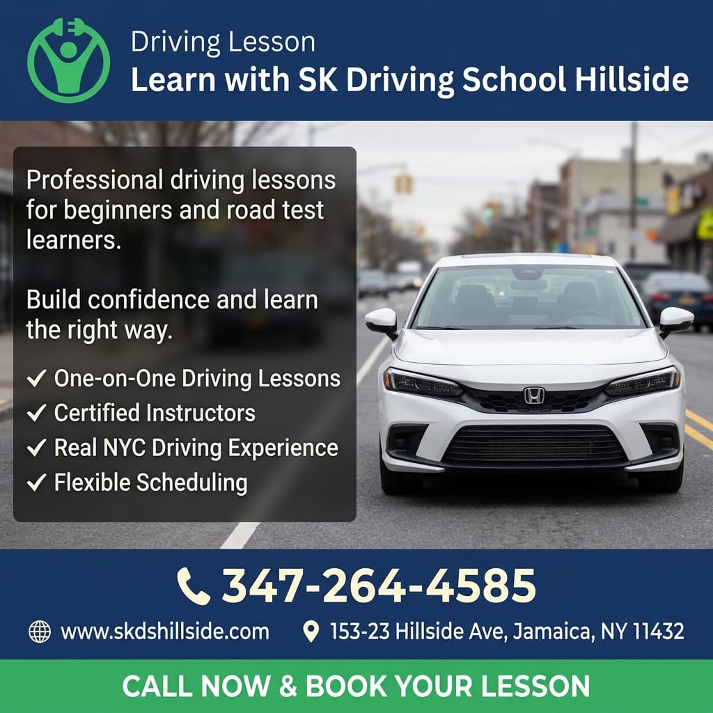 skdrivingschool's tweet image. Start driving the right way with SK Driving School Hillside.
Book your lesson today.
Call: 347-264-4585
skdshillside.com⁠
153-23 Hillside Ave, Jamaica, NY 11432
#DrivingLessons #LearnToDrive #SKDrivingSchoolHillside #DrivingSchoolNY #NYDrivers