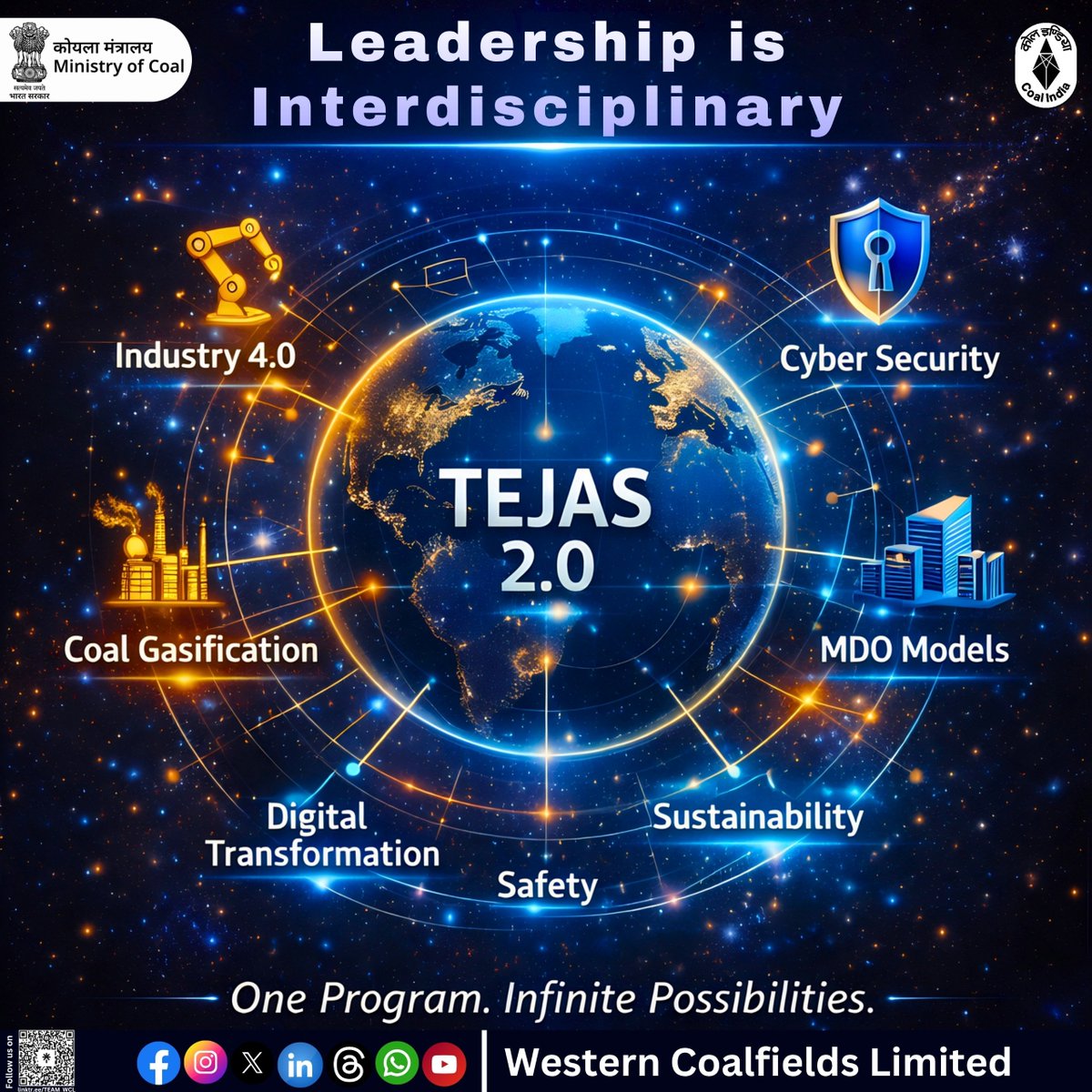 TeamWCL's tweet image. Leadership is interdisciplinary! TEJAS Module-II dives deep into the future of energy. From Industry 4.0 and Cyber Security to Coal Gasification and Environmental Compliance, we are equipping our young stars with a 360-degree enterprise perspective.
#Industry40 #EnergyTransition