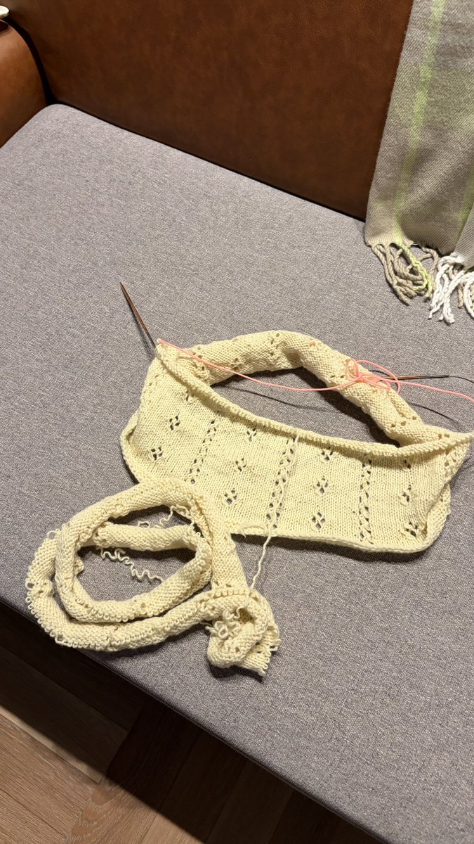 parcknit's tweet photo. ようやく前身頃と後ろ身頃が分裂しました！！！😂
私ほどのズボラになると、製麺と同時に編み直すわよ https://t.co/1CAZKI3n3Y