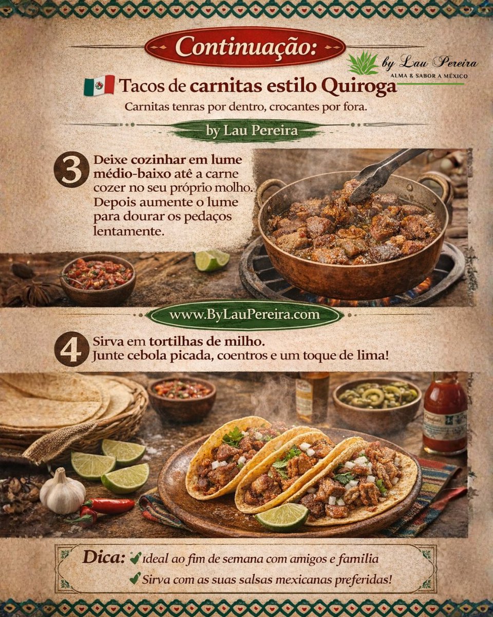 LauraPe38324145's tweet image. Tacos de carnitas estilo Quiroga 🌮🇲🇽

Suculentos por dentro. Crocantes por fora.

👉 Já experimentaste comida mexicana autêntica em Portugal?

#Tacos #ComidaMexicana #ByLauPereira