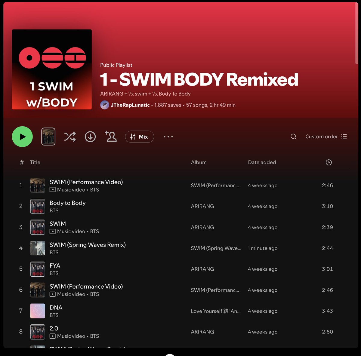 This playlist has SWIM Spring Waves, SWIM video performance, SWIM OG + ARIRANG.
open.spotify.com/playlist/6PQTO…