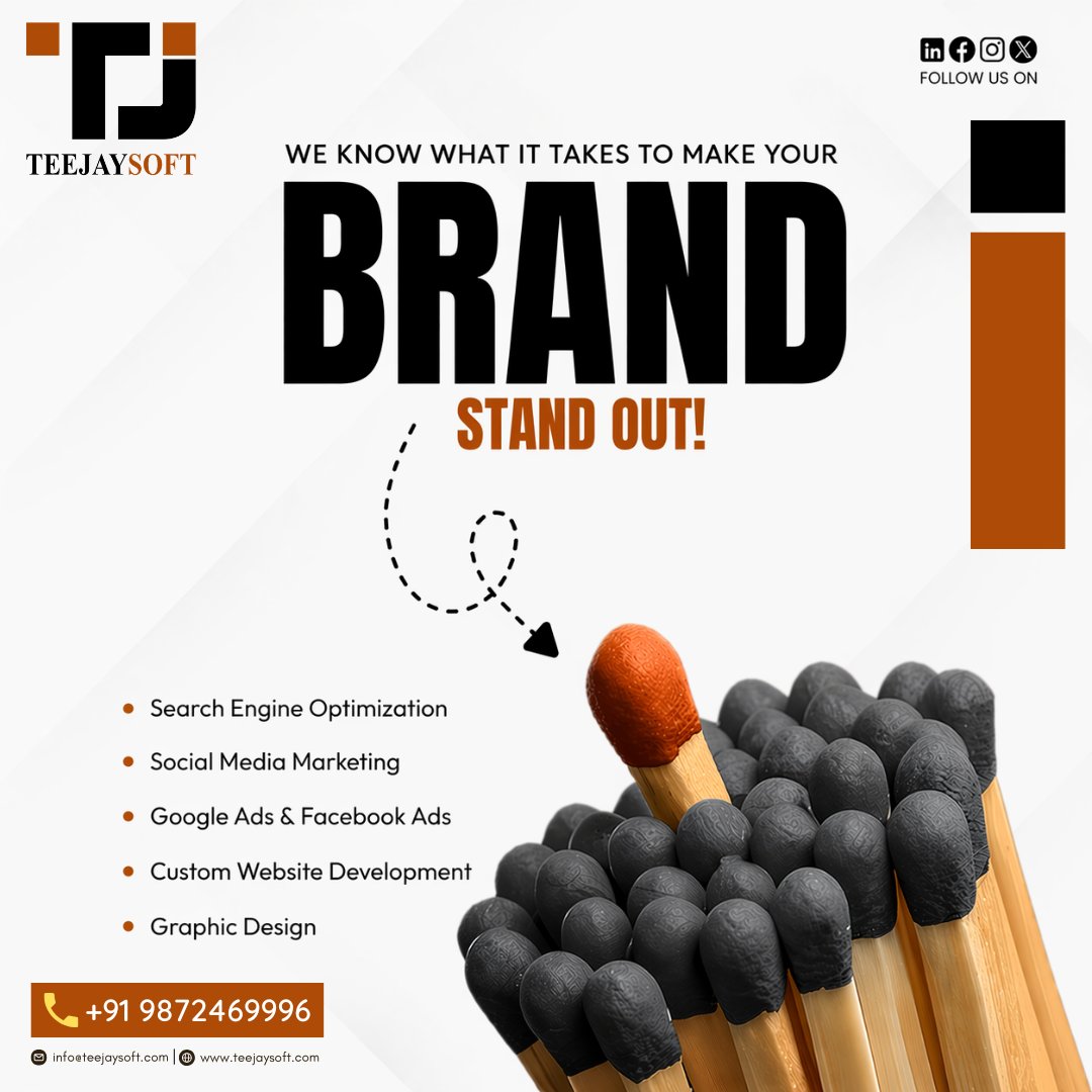 Teejaysoft's tweet photo. In today’s competitive digital world, simply having a brand is not enough — you need to stand out, connect and make an impact.

At Teejaysoft, we understand what it takes to turn your brand into a powerful identity that captures attention and drives real results. https://t.co/gOy2i6bYXC