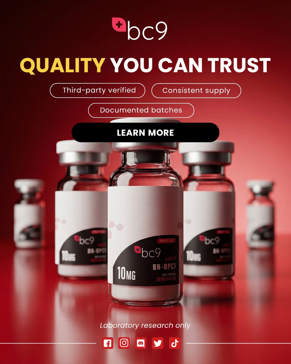 bc9co's tweet image. Quality you can trust. 🧪

Third-party verified, consistent supply, and fully documented batches — built for reliable research.

Learn more with BC9.

For laboratory research only.

#BC9 #QualityYouCanTrust #ScientificResearch #LabQuality #Biotech