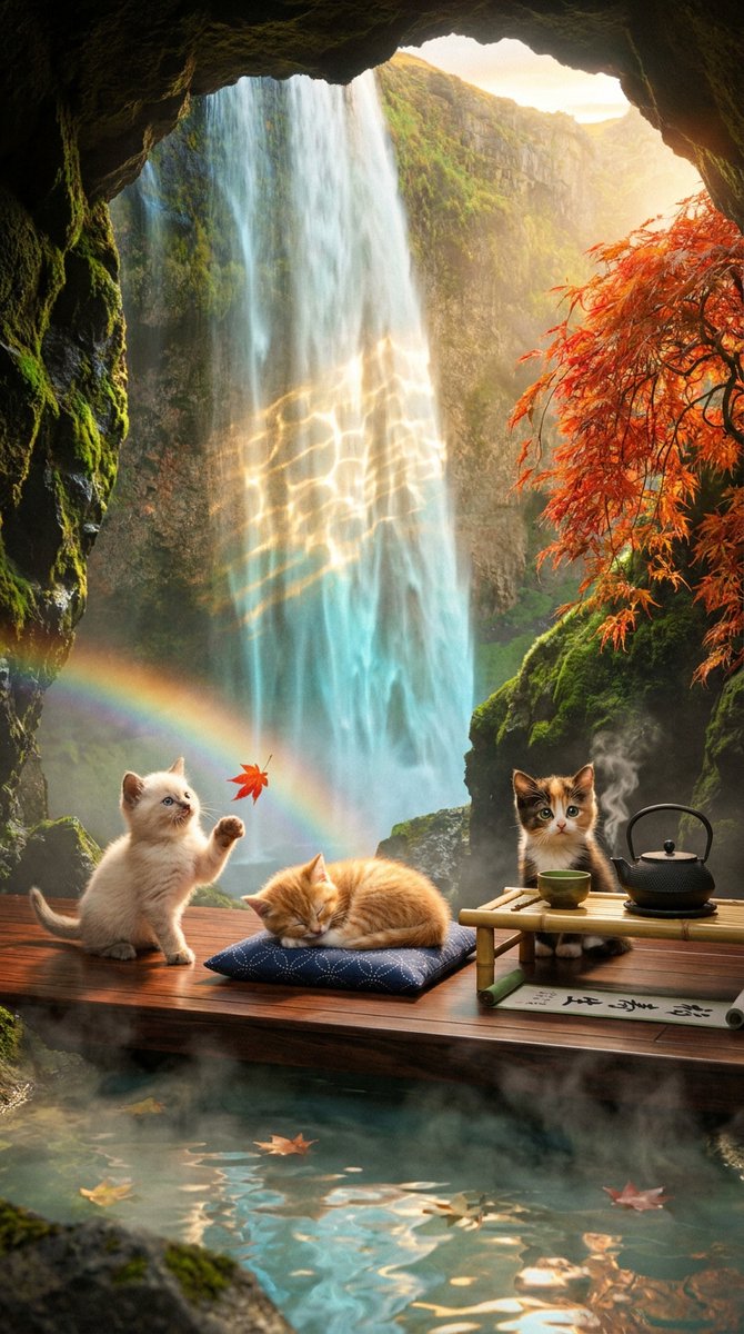 adventure_cats_'s tweet image. Matcha and Mist: Felines of the Waterfall Cavern
#cats #catsofinstagram #catlovers #cute #fluffy #kitty