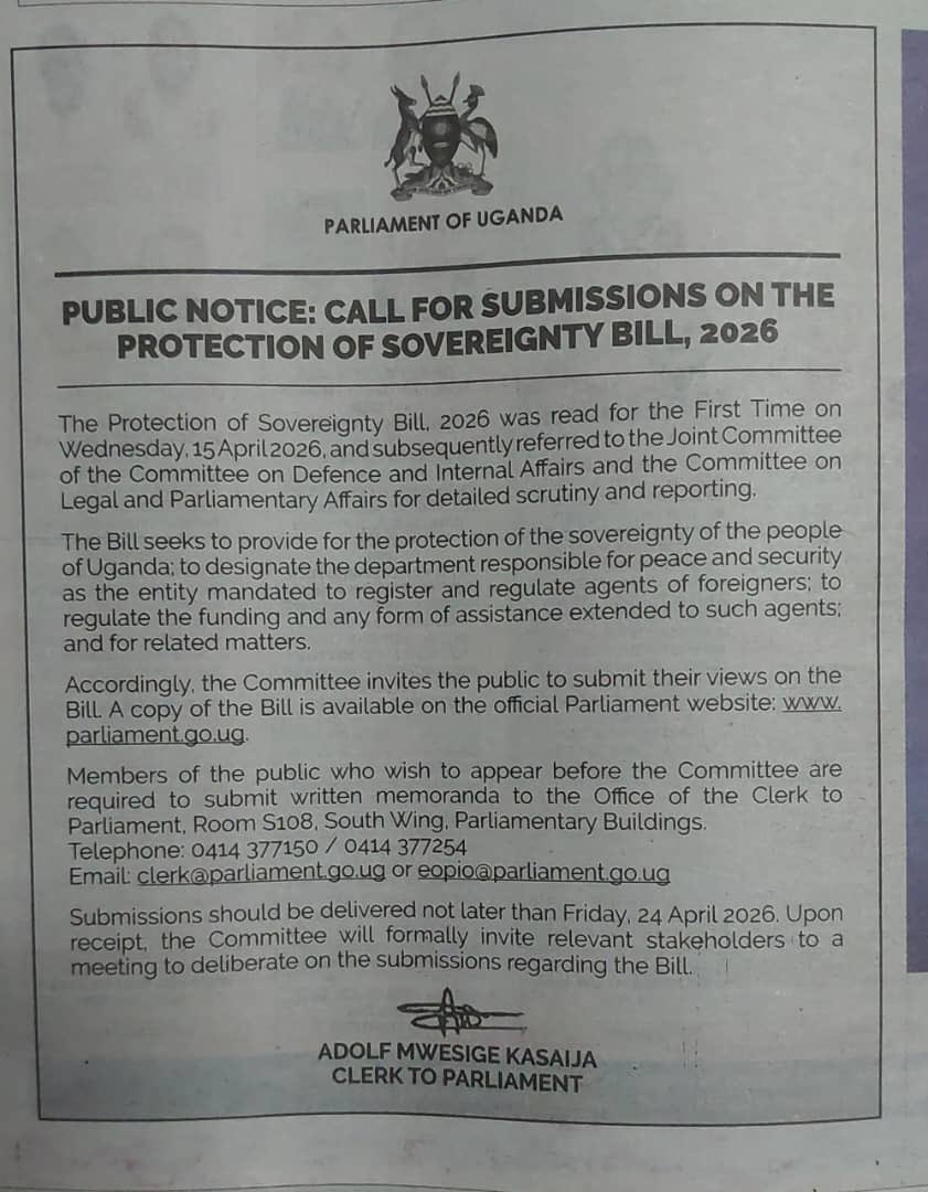 SilverKayondo's tweet image. The Bill fails to:

(a) Define critical infrastructure/assets
(b) Define critical resources 
(c) Define critical skills &amp;amp; institutions
(d) Define collective national values &amp;amp; ethos 

Sovereignty is wider than foreign funding/influence. Let's also look within us #Uganda