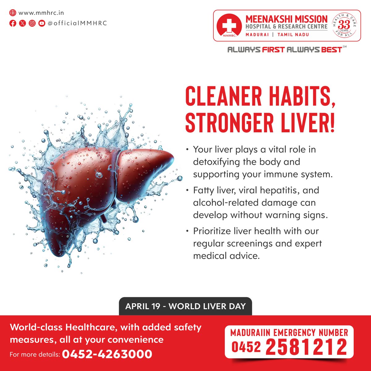 OfficialMMHRC's tweet photo. Cleaner Habits, Stronger Liver!

Prioritize liver health with our regular screenings and expert medical advice.

#WorldLiverDay #LiverHealth #HealthyLiver #LiverCare #LiverAwareness #HealthyLiving #PreventLiverDisease #KnowYourLiver #LiverWellness #StayHealthy https://t.co/wUHHalILZp
