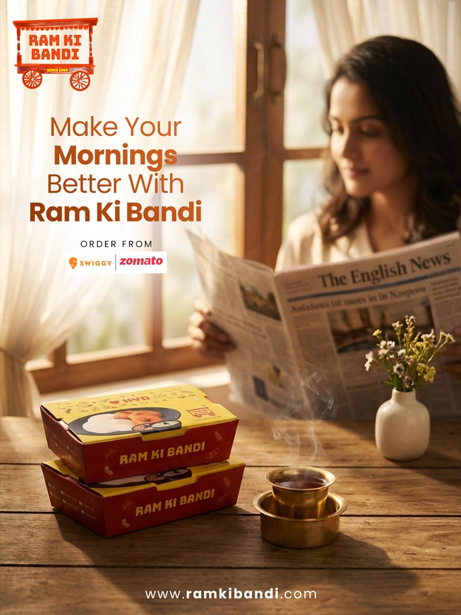 ramkibandi3's tweet image. Start your day with warm, comforting flavors and a perfect cup of chai. enjoy delicious breakfast moments at home with ram ki bandi, delivering happiness straight to your doorstep every morning.

#ramkibandi #breakfastlove #morningvibes #foodieindia #chai #tiffinlove