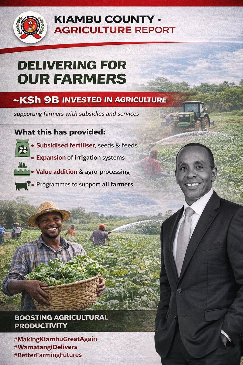 _WanjiruMuriuki's tweet photo. The govornor's KSh 9B allocation is providing subsidized fertilizer and expanded irrigation to ensure our farmers thrive. When our farmers succeed, Kiambu prospers. #KaziNdioHiyo Mt Kenya
#RohoNdioHiyo https://t.co/Bz9DyuzjkA