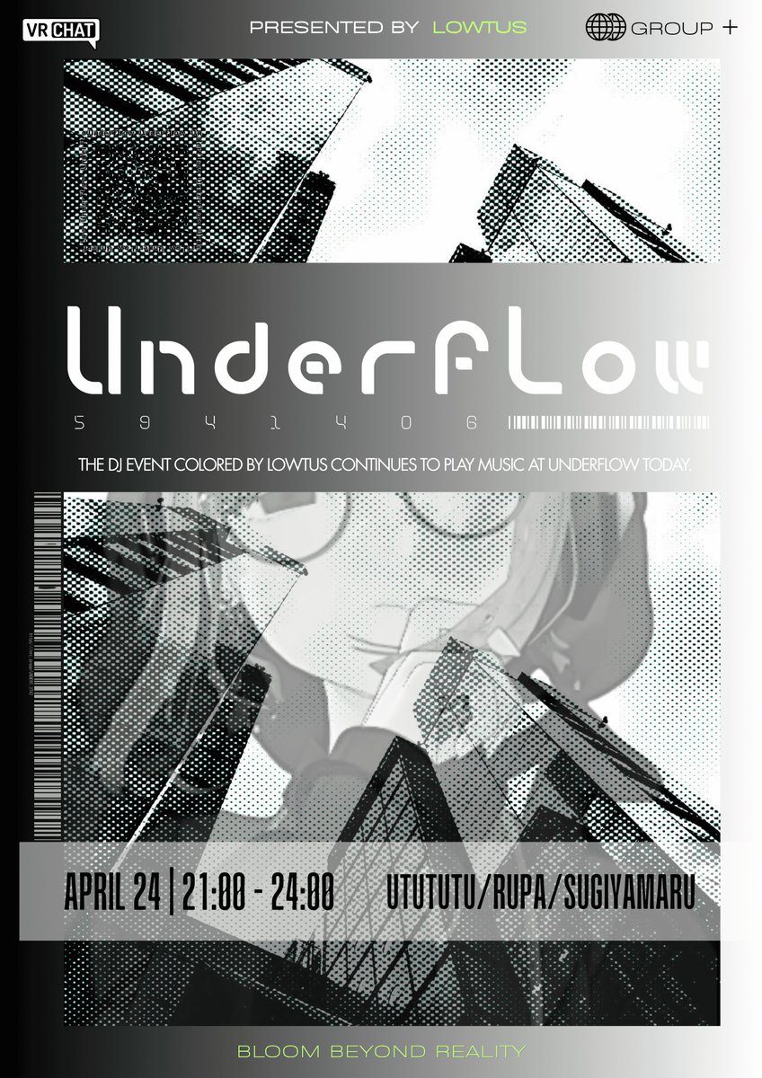 rup4_rupa's tweet photo. All-Genre DJ Event, Presented by Lowtus.

【UnderfLow】
Vol.2

DJ
うつつ(@utututu003)
_rupa(@rup4_rupa)
𝚂𝚞𝚐𝚒𝚢𝚊𝙼𝚊𝚛𝚞(@SGY_MR_92)

WORLD DESIGN
かなぶん(@6_usl313)

4/24 (Fri) 21:00 JST Group+
https://t.co/9sOvJ5W5FU

#UnderfLow https://t.co/kg73GlPIj5