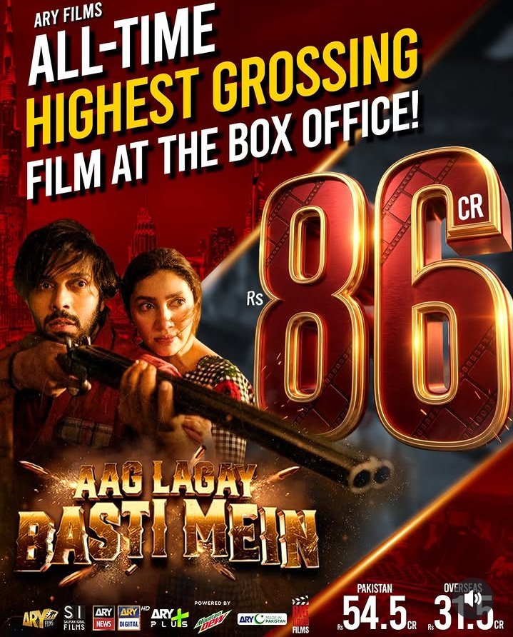 MahinAli246's tweet image. Officially the second highest grosser in the history of Pakistani cinema🔥😍

#aaglagaybastimein 
#MahiraKhan #FahadMustafa
